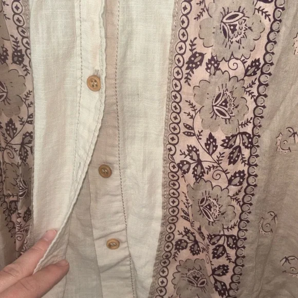 Cream and White Embellished Free People button down top - Picture 3 of 6